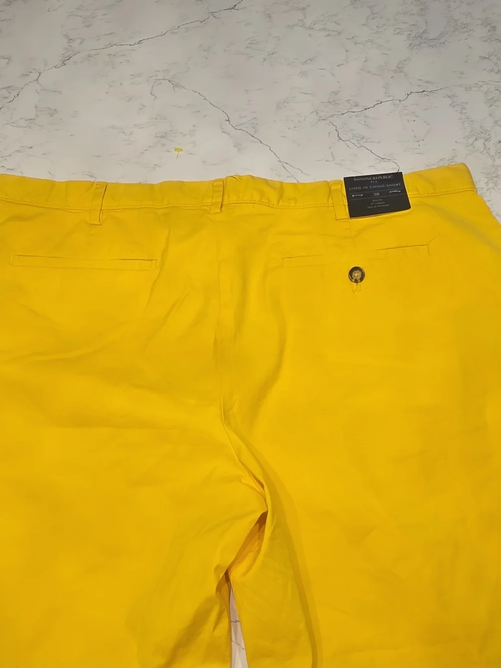 Banana Republic Men’s Bright Yellow Flat-Front Chino Shorts